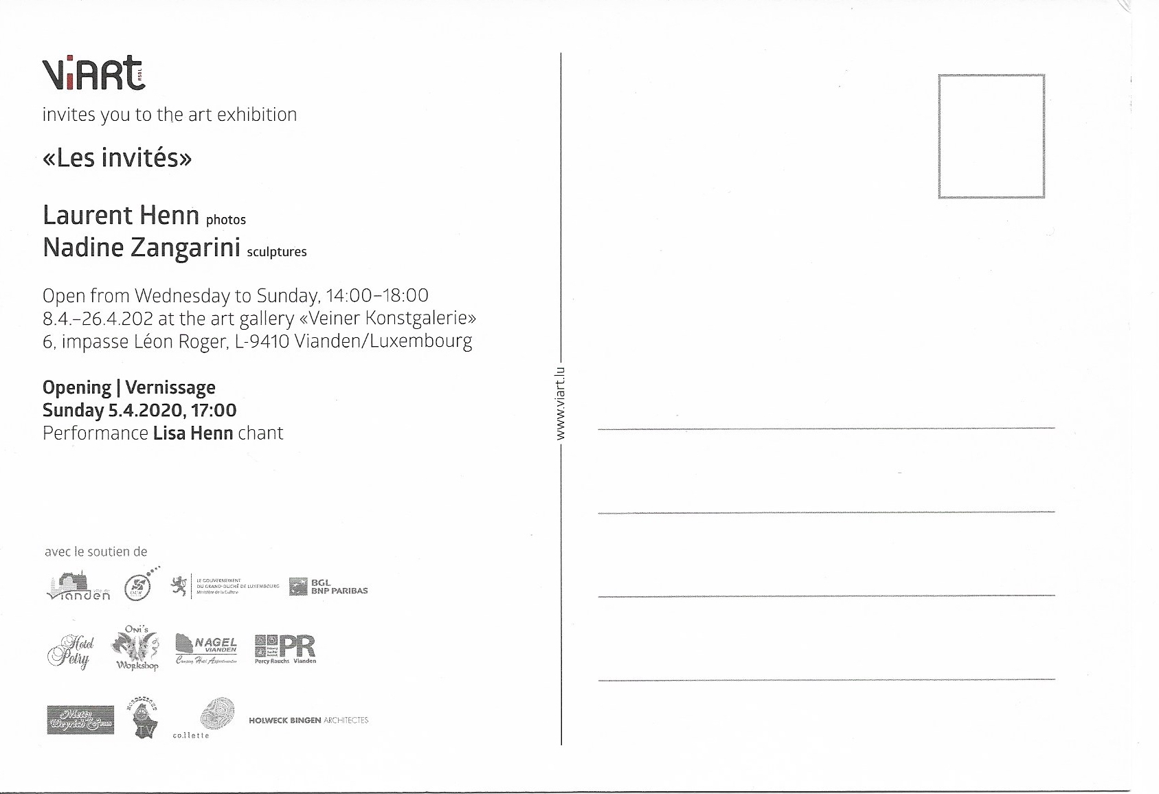 invitation ViArt Expo Laurent et Nadine verso